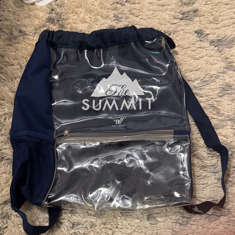 Varsity Navy and Clear Drawstring Bag